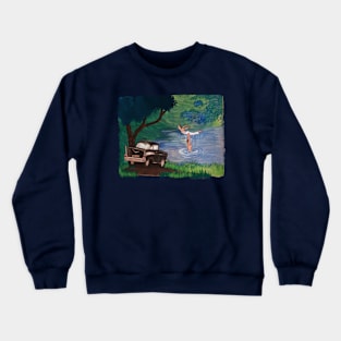 Iconic Dirty Dancing Lake Lift Scene Illustration Crewneck Sweatshirt